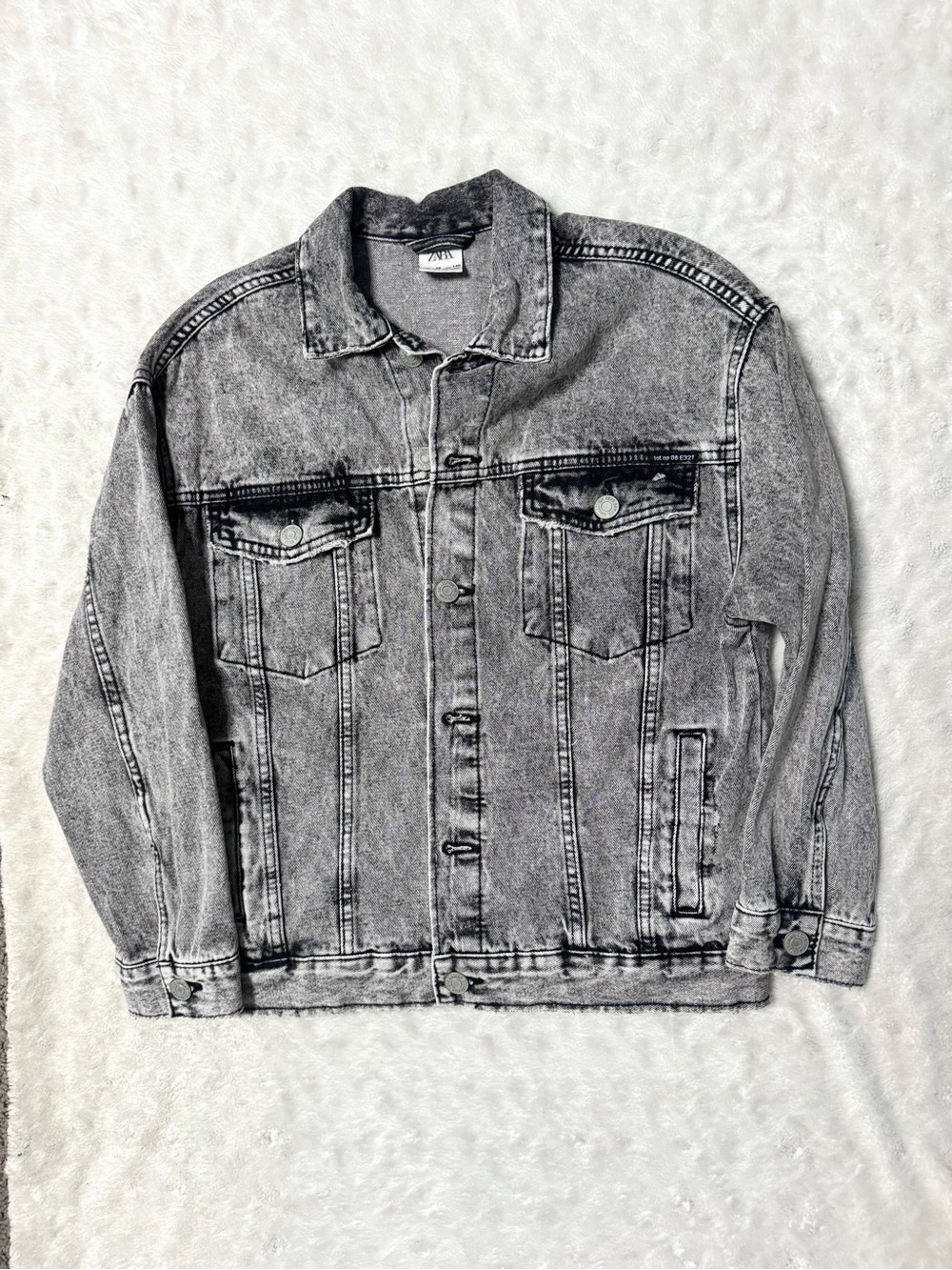 NWOT- Zara kids 80s Edition Black/ Grey Washed Denim Jacket